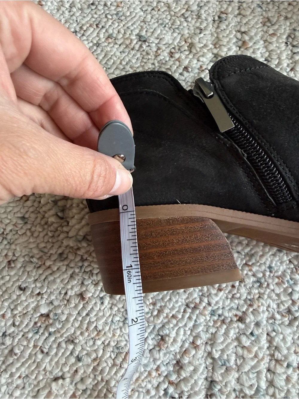 Franco Sarto Black Suede Ankle Booties Low Block Heel Size 6